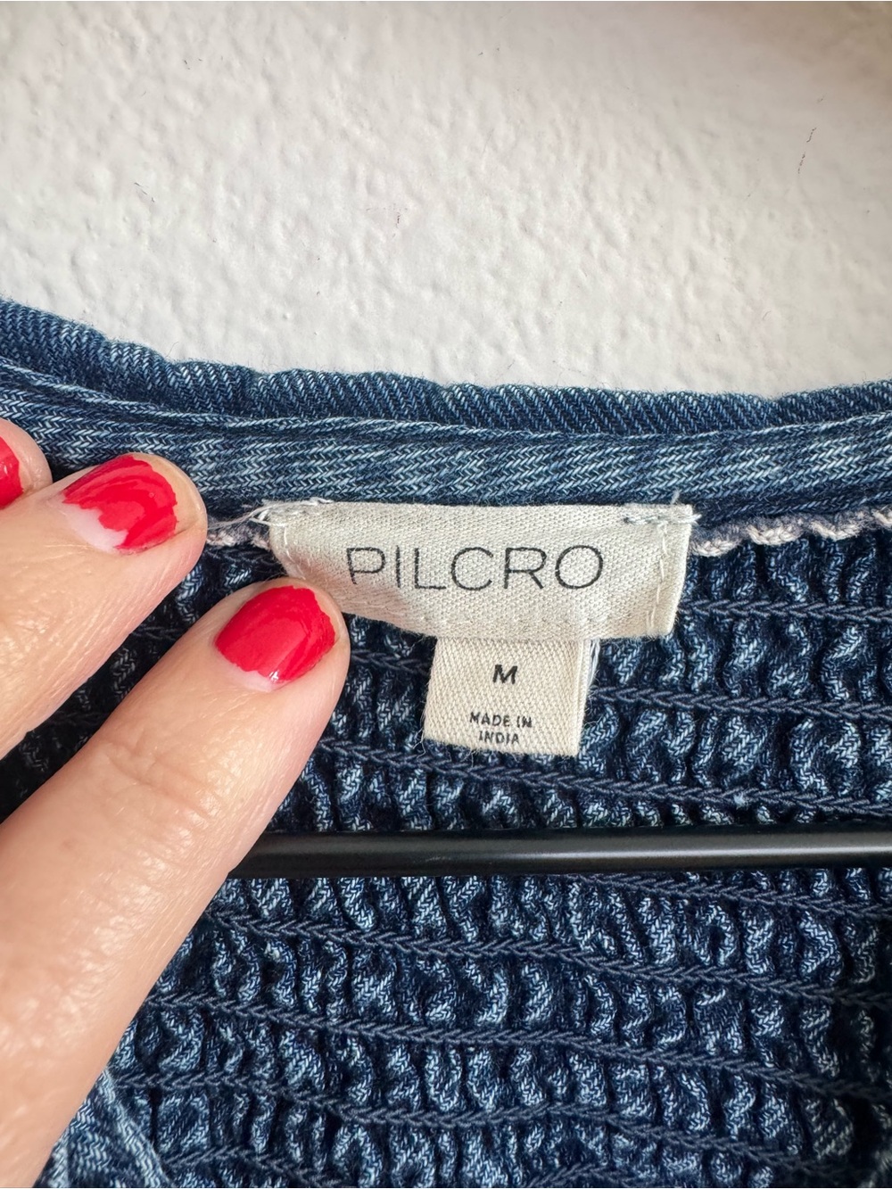 Pilcro Anthropologie Denim Smocked Babydoll Swing Mini Dress Medium - Picture 7 of 13